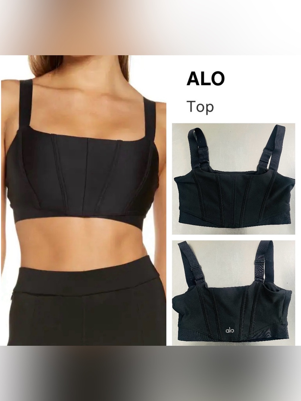 ALO YOGA Women’s Black Airlift Corset Bra